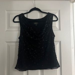 NWOT Adrianna Papell Sequin Star Black Sleeveless Top